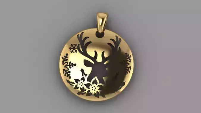 Pendant Christmas deer 3D print model