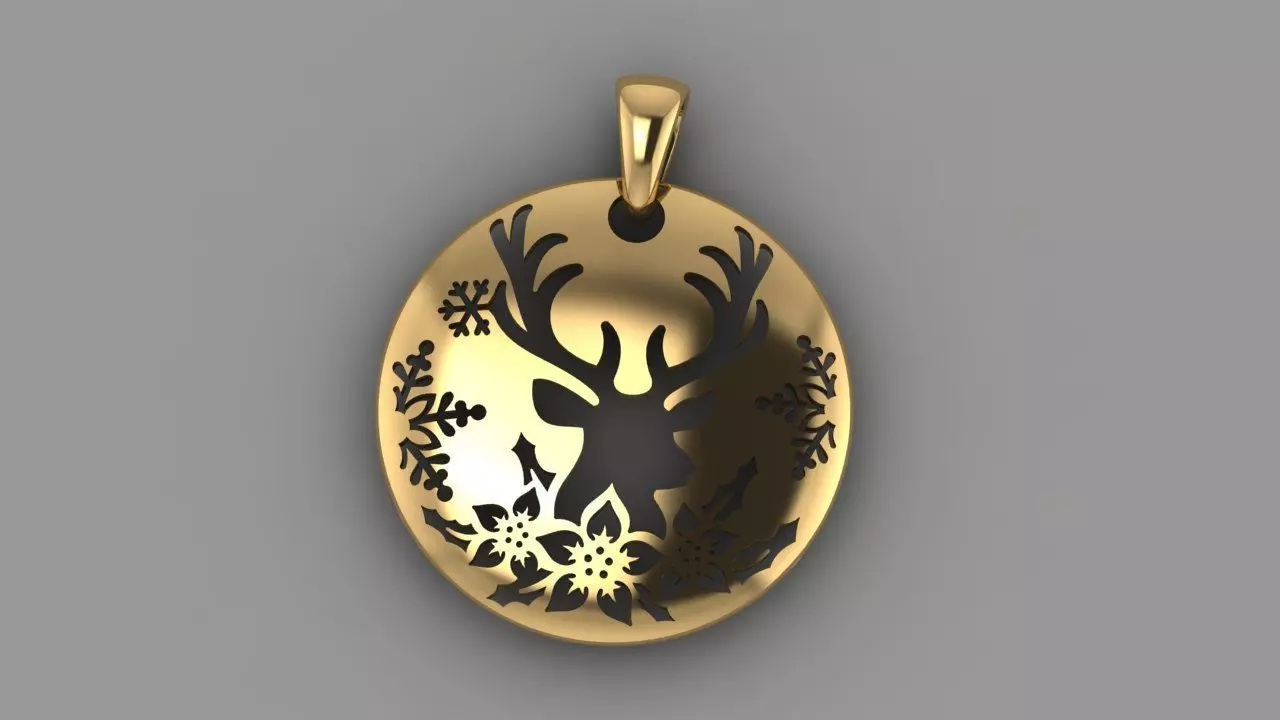 Pendant Christmas deer 3D print model_0