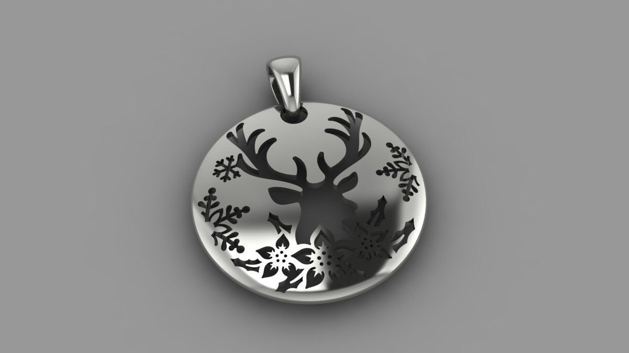 Pendant Christmas deer 3D print model_1