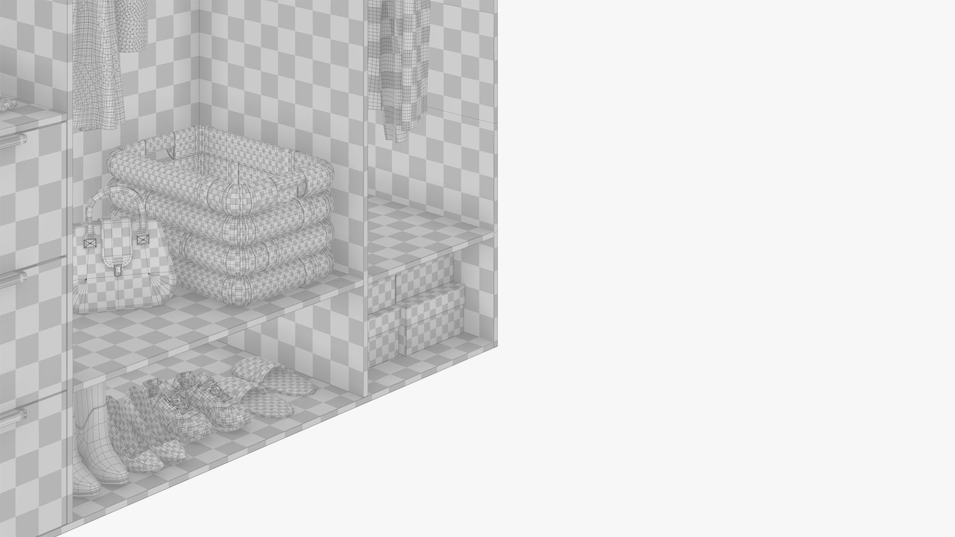 Wardrobe with womens clothes 3D model_7