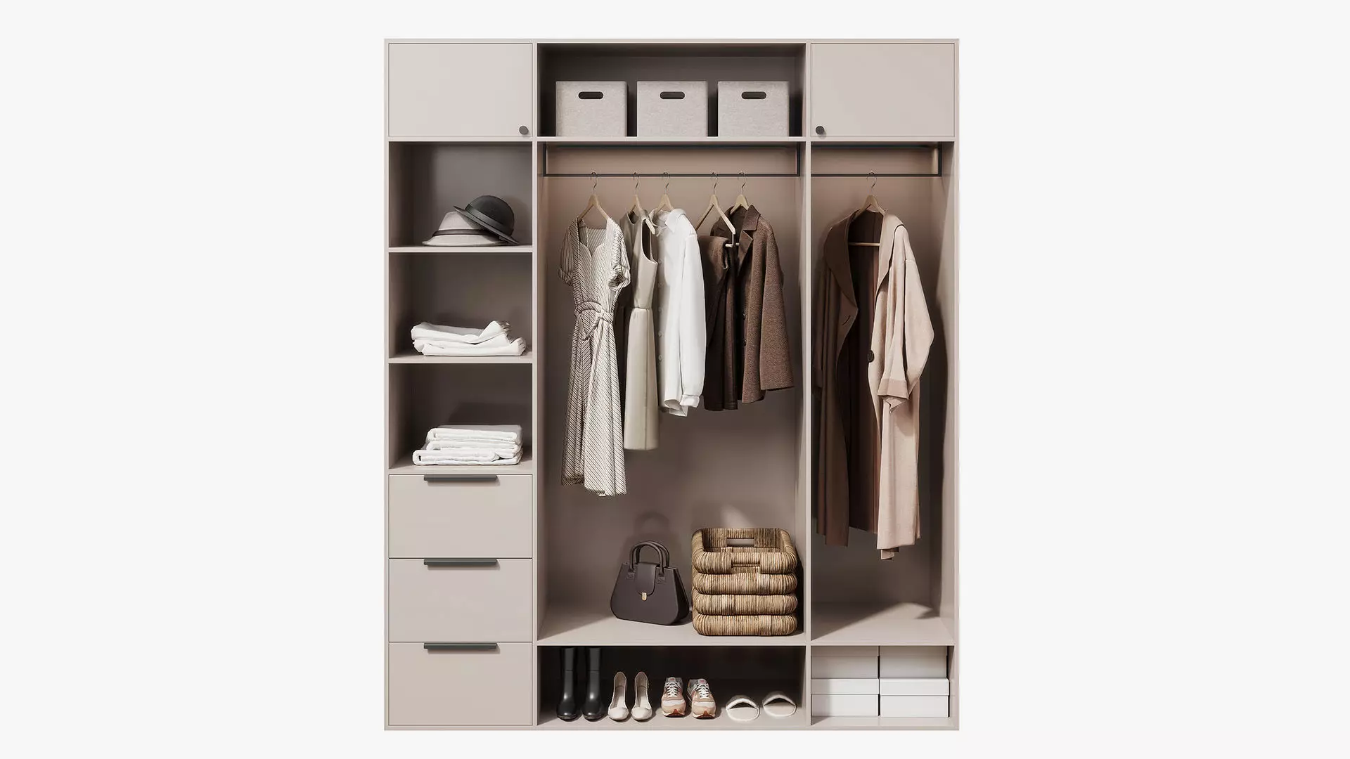 Wardrobe with womens clothes 3D model_0