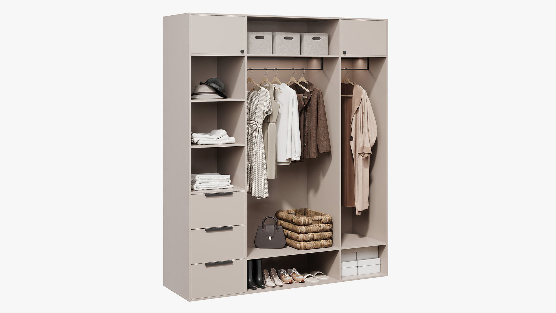 Wardrobe with womens clothes 3D model_1