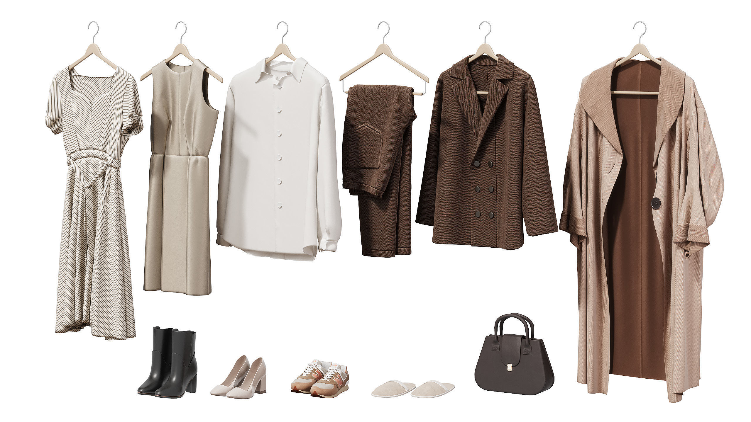 Wardrobe with womens clothes 3D model_5