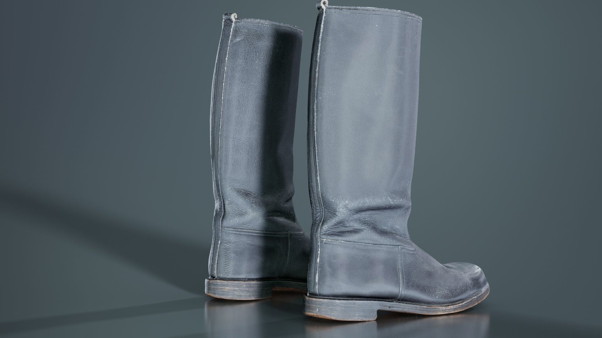 Heavy Leather Boot Low-poly 3D model_3