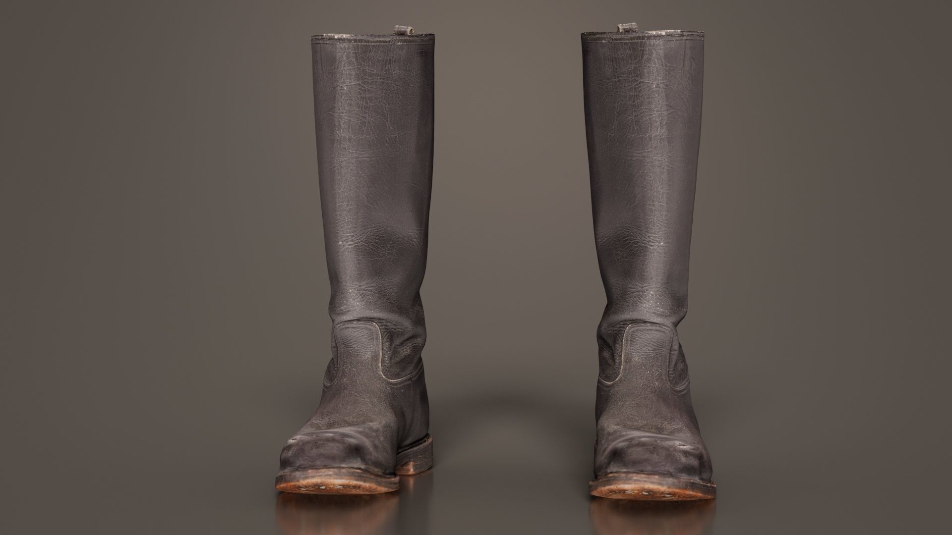 Heavy Leather Boot Low-poly 3D model_4