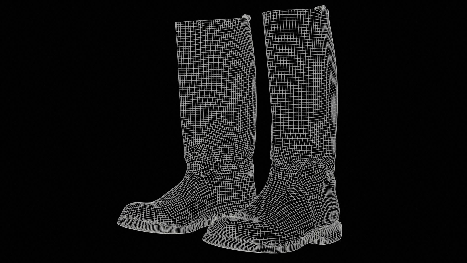 Heavy Leather Boot Low-poly 3D model_11