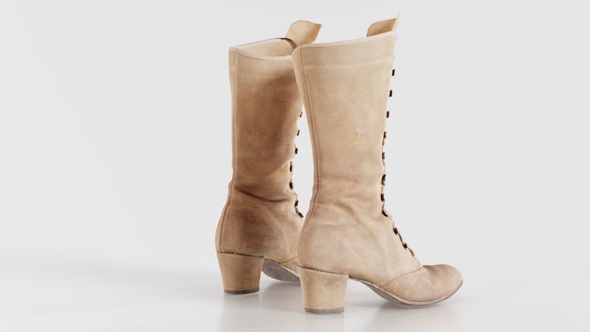 Laced Velvet Boot Low-poly 3D model_1