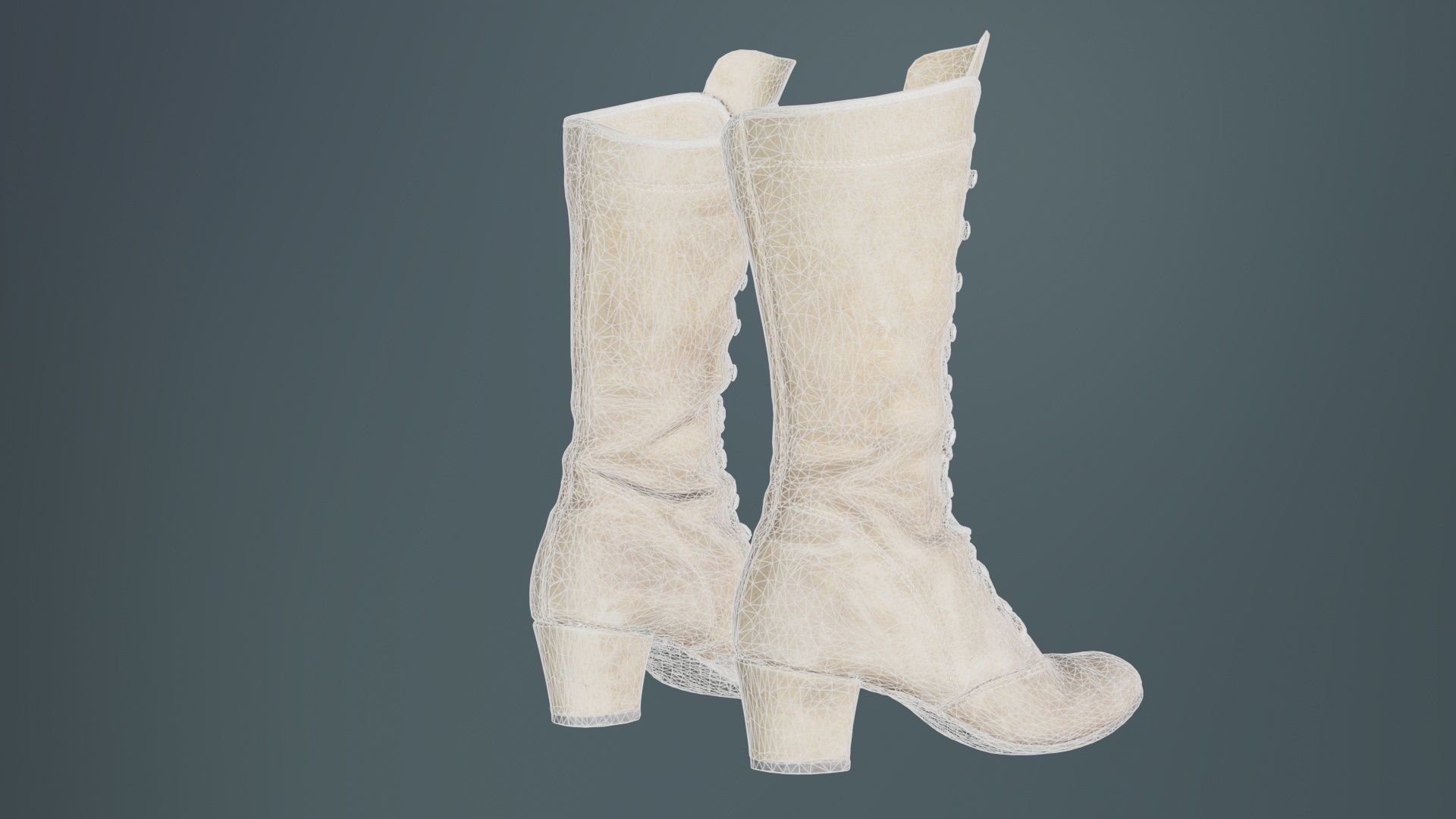 Laced Velvet Boot Low-poly 3D model_10