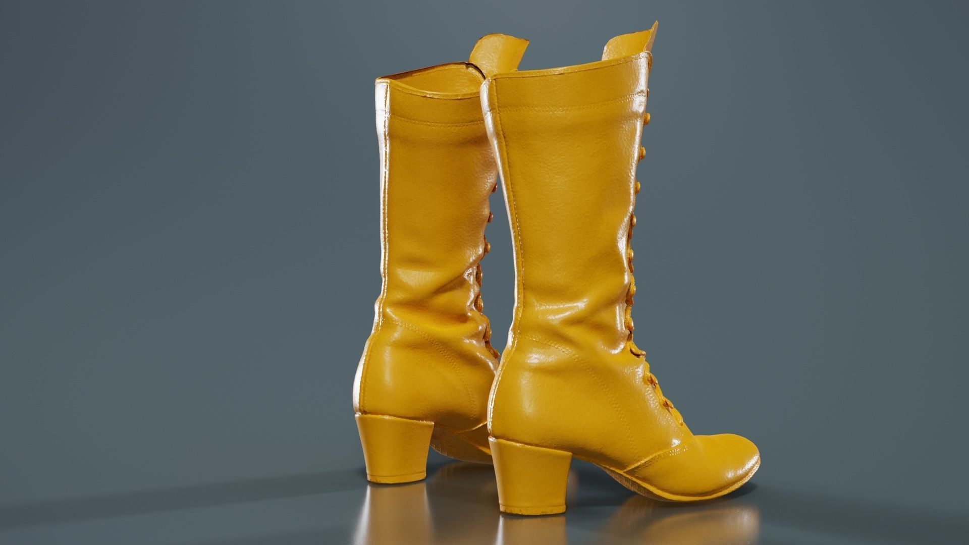 Laced Velvet Boot Low-poly 3D model_13