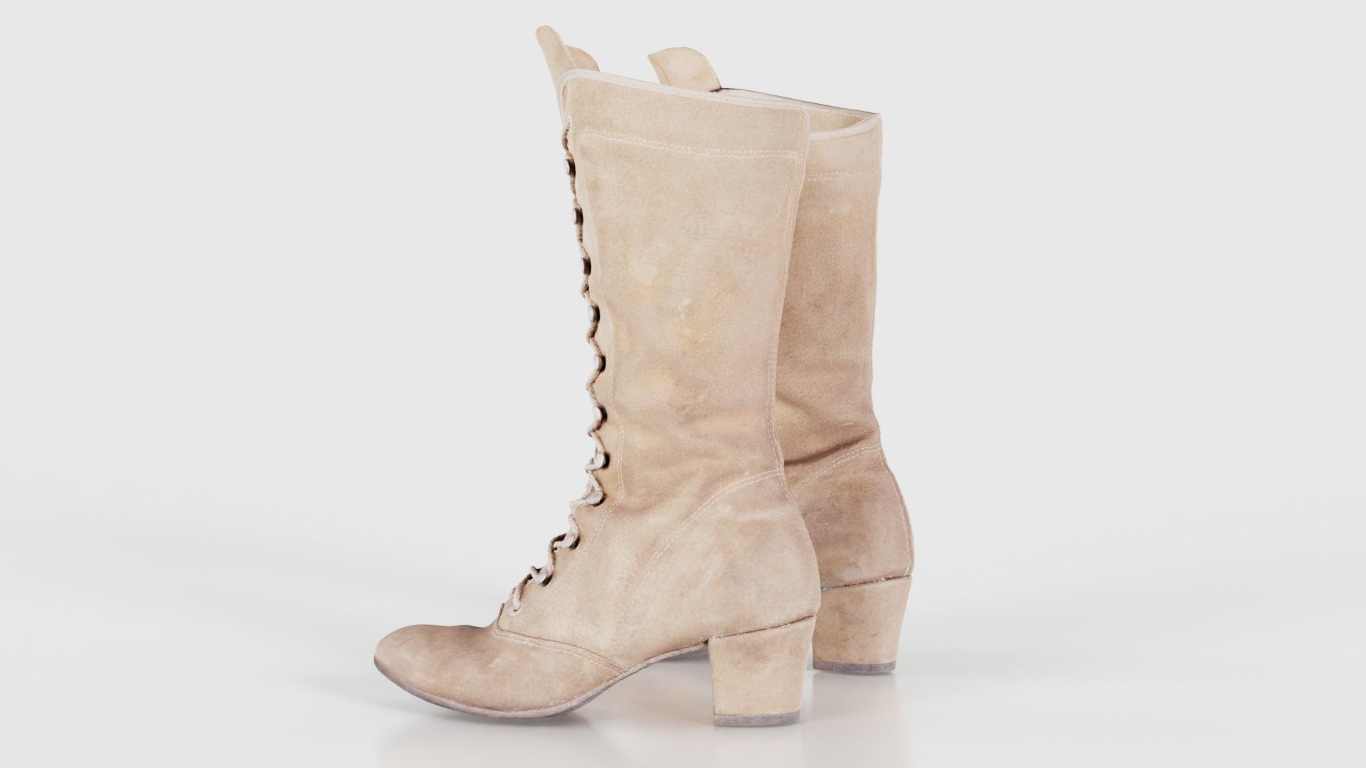 Laced Velvet Boot Low-poly 3D model_25