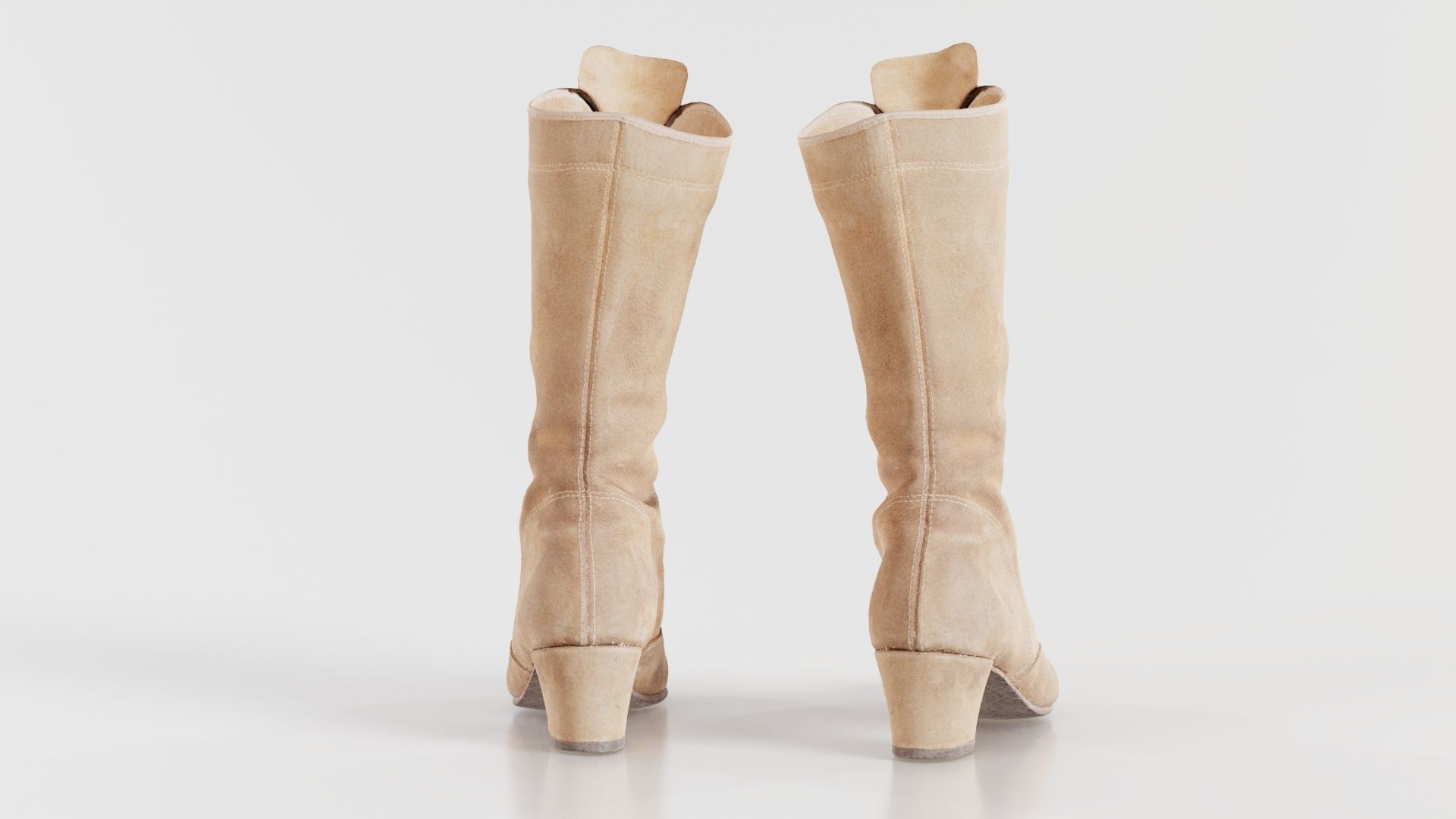 Laced Velvet Boot Low-poly 3D model_5