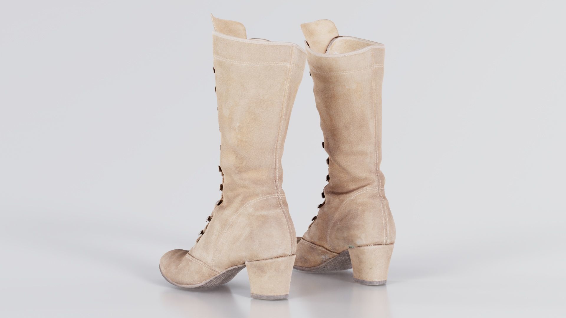 Laced Velvet Boot Low-poly 3D model_2