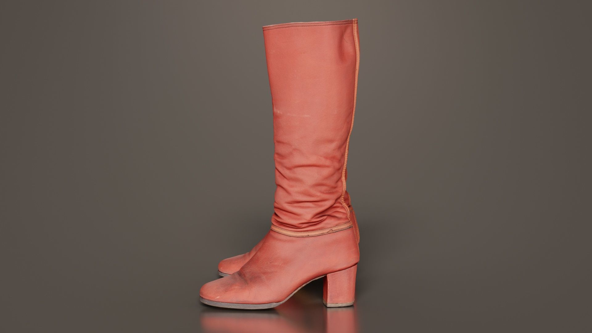 Leather Boot Zipper Low-poly 3D model_6