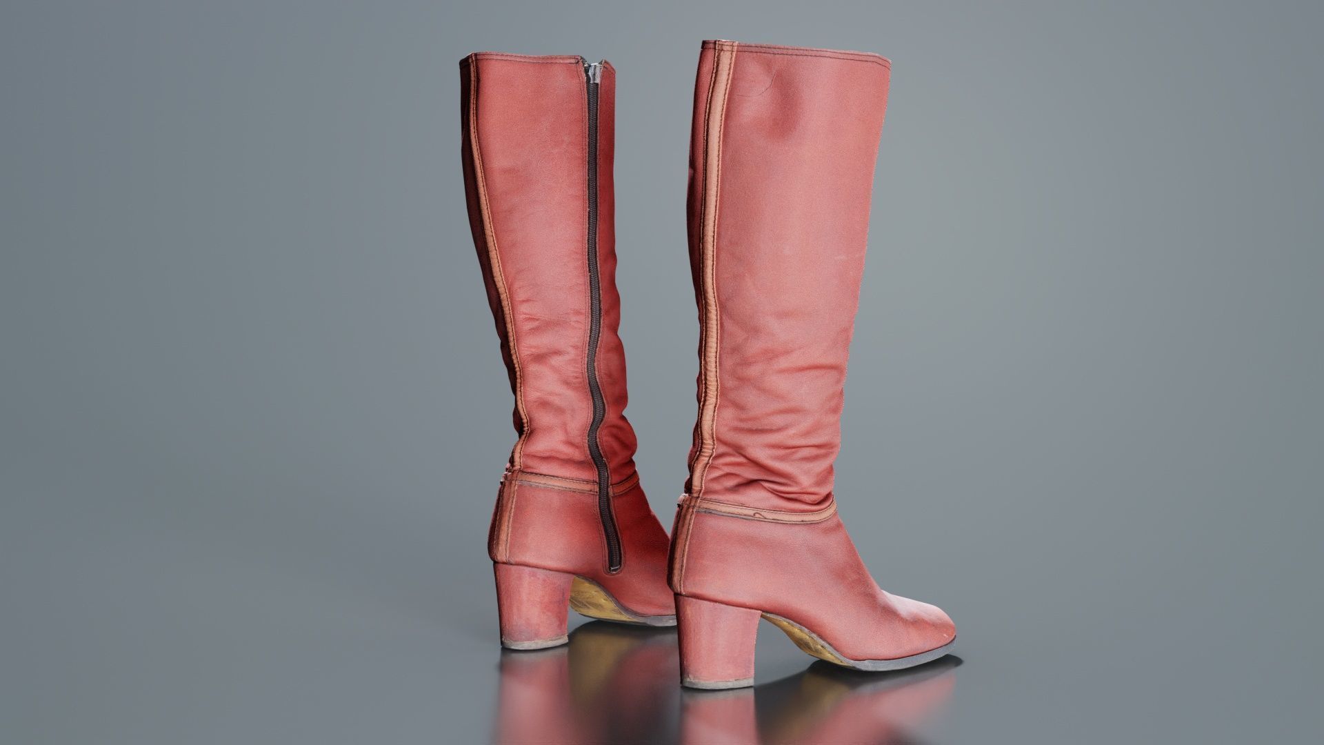 Leather Boot Zipper Low-poly 3D model_7