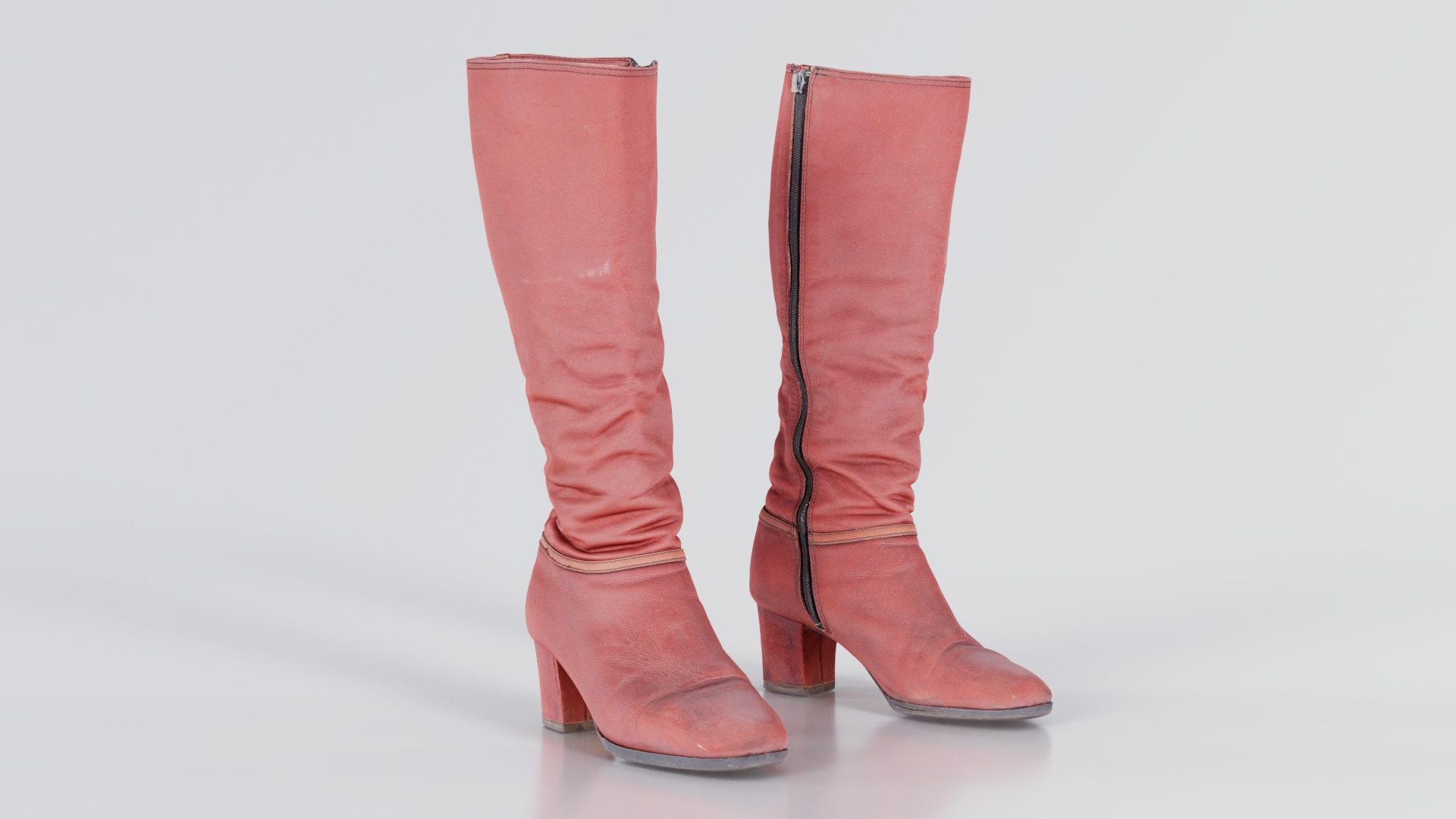 Leather Boot Zipper Low-poly 3D model_5