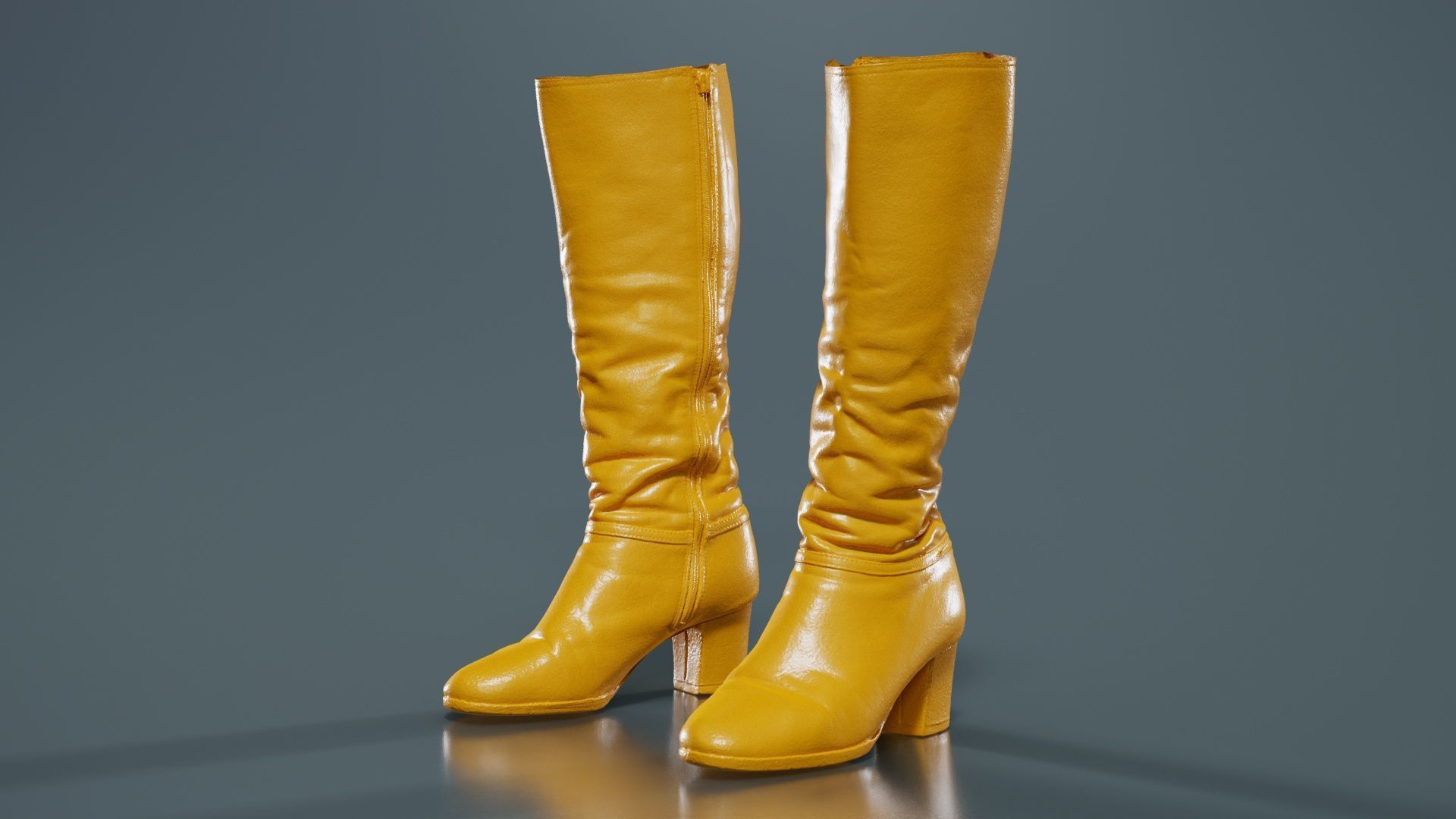 Leather Boot Zipper Low-poly 3D model_12