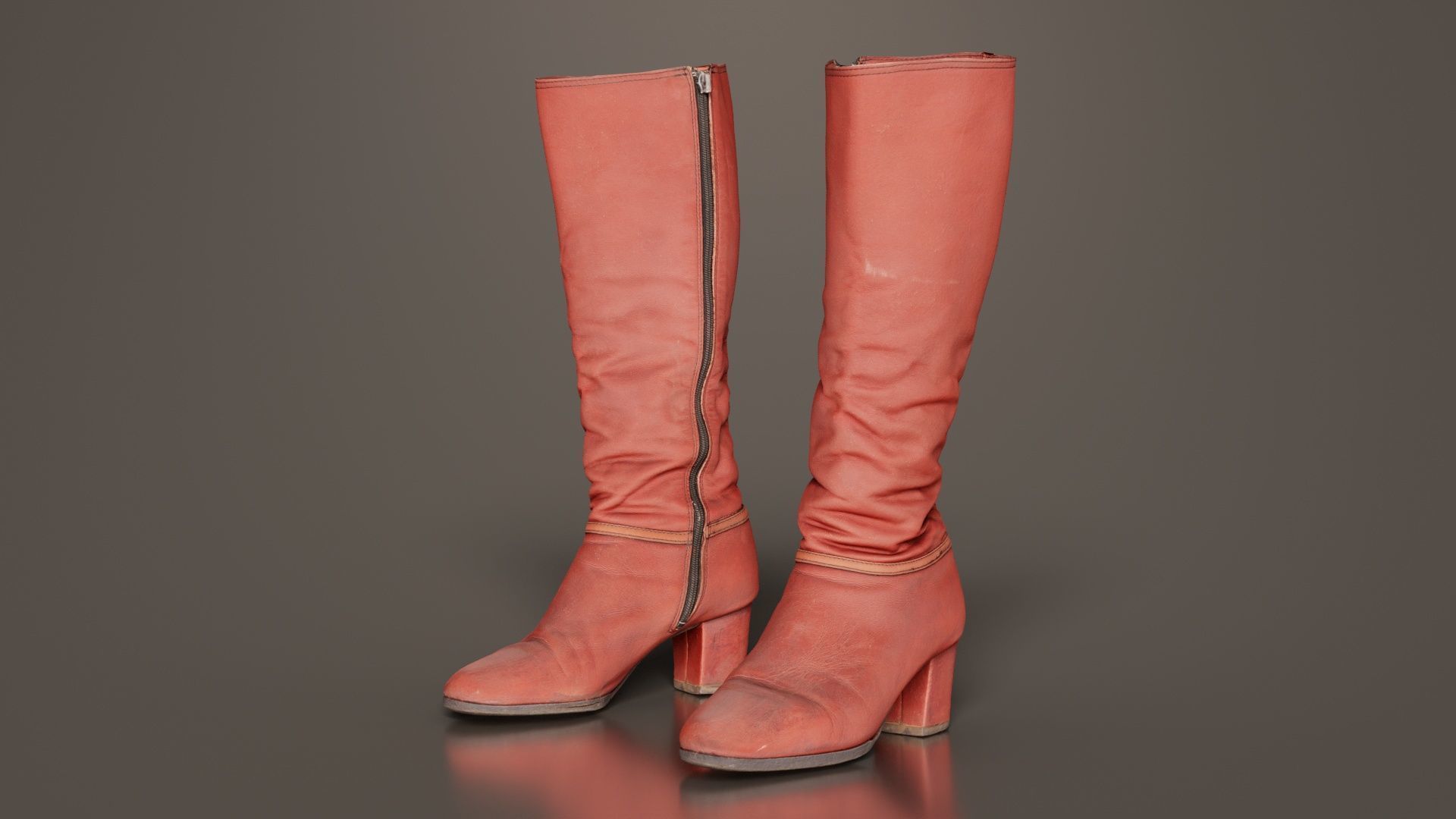 Leather Boot Zipper Low-poly 3D model_4