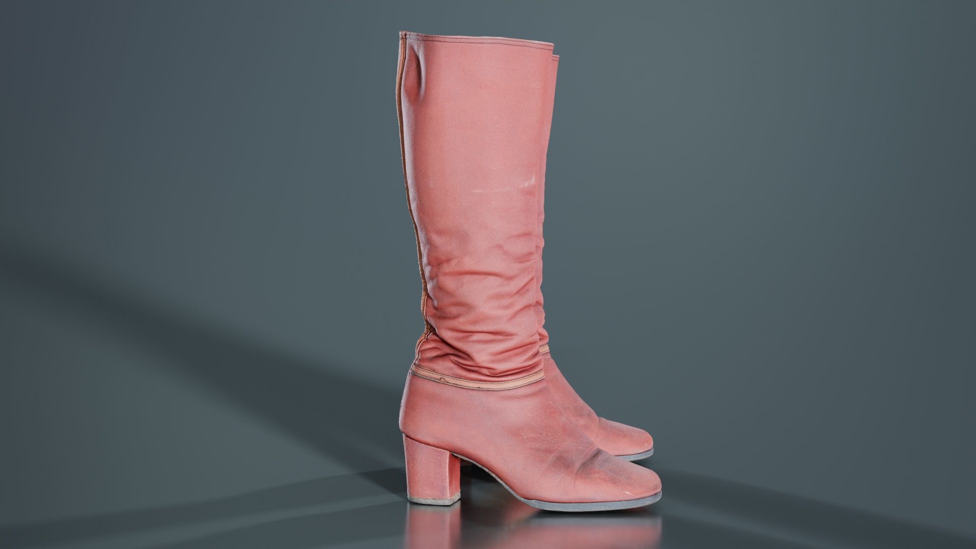 Leather Boot Zipper Low-poly 3D model_2