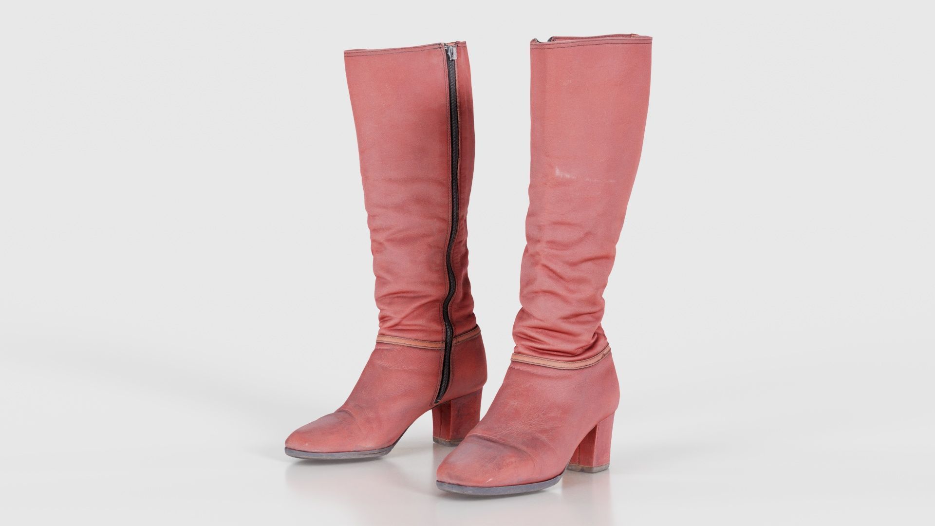 Leather Boot Zipper Low-poly 3D model_15