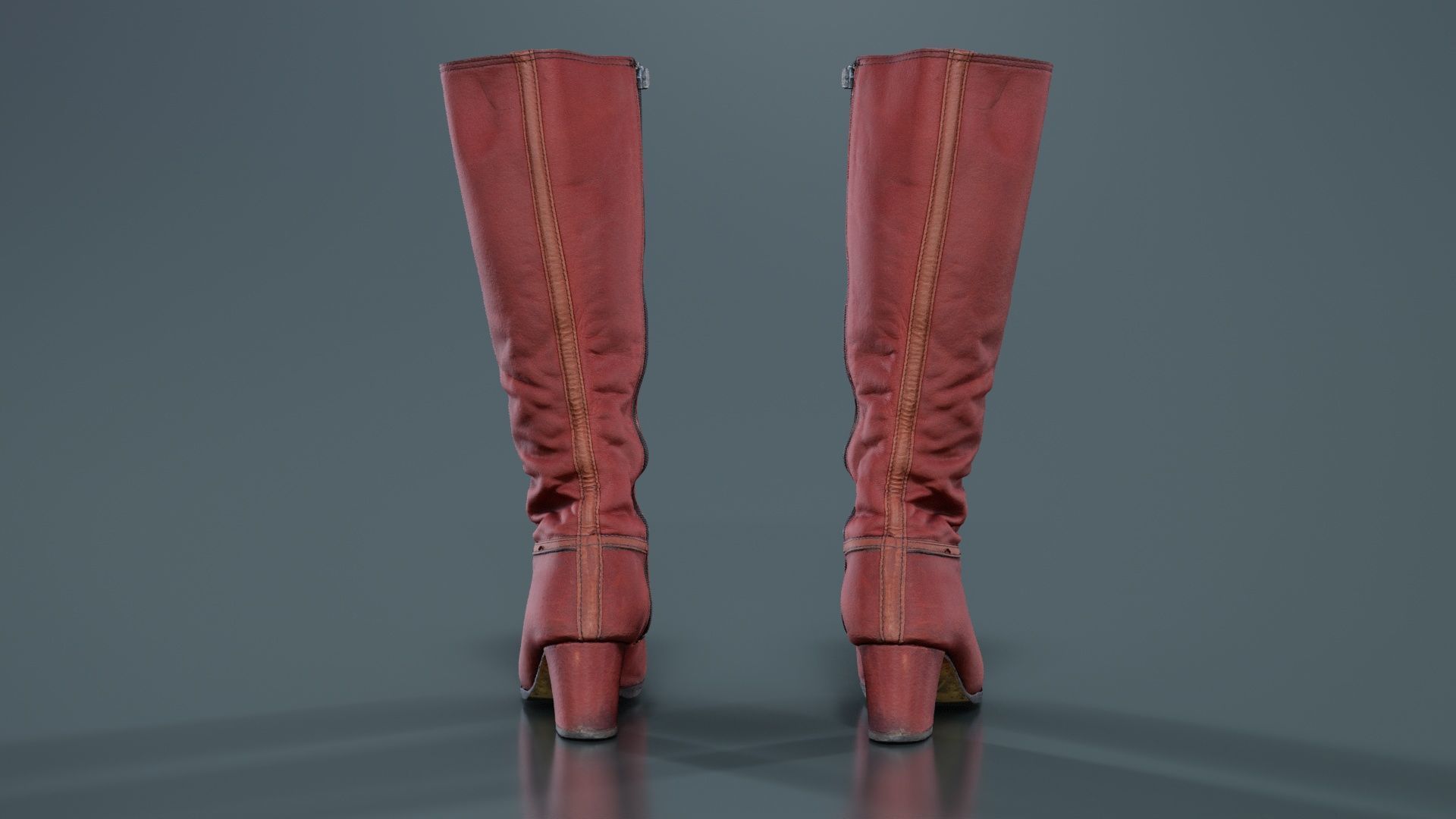 Leather Boot Zipper Low-poly 3D model_8