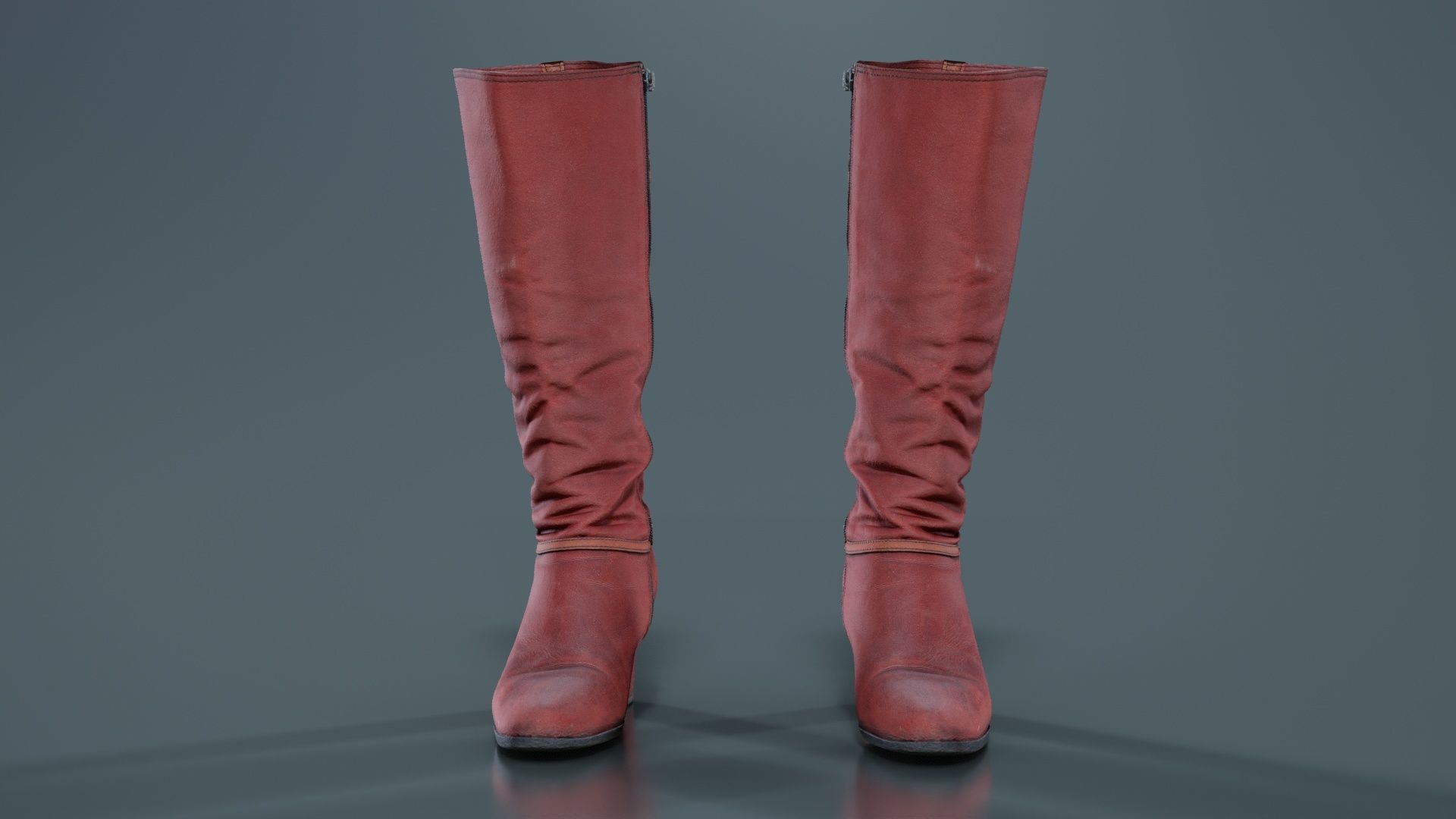 Leather Boot Zipper Low-poly 3D model_1