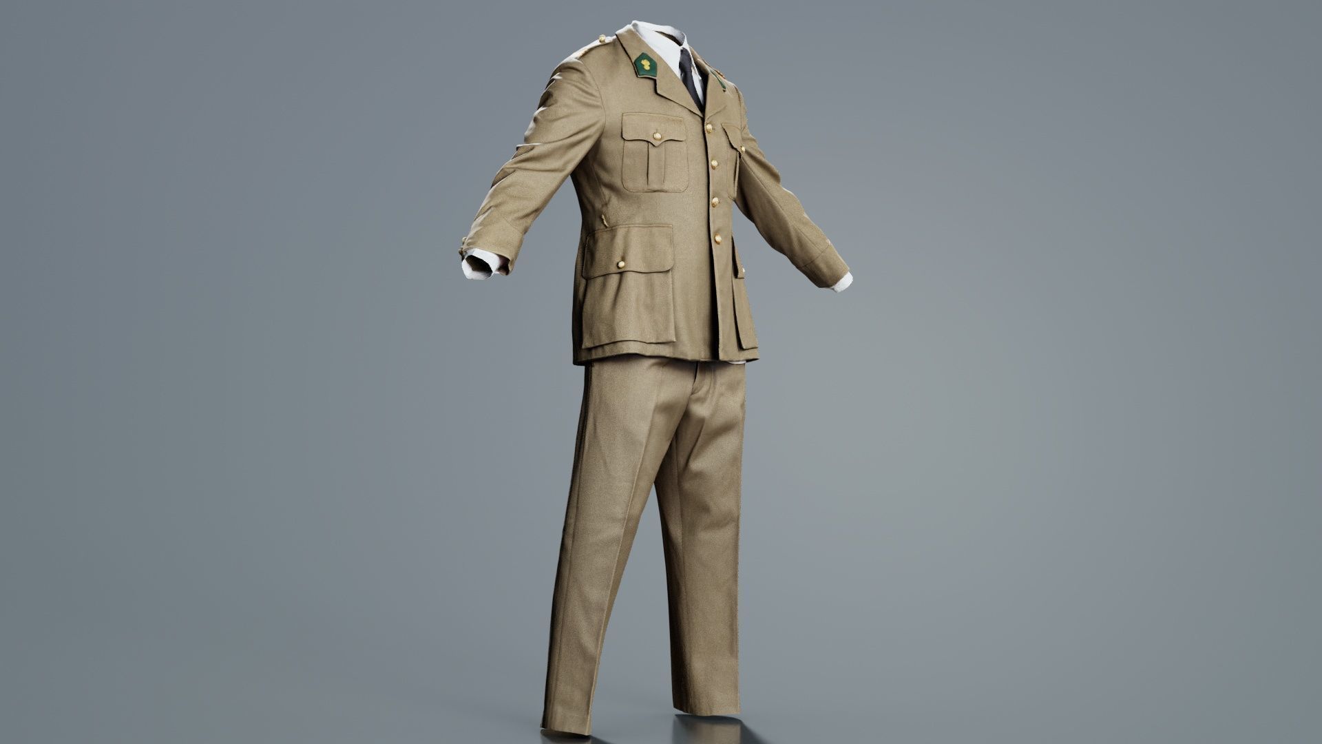 Army Uniform Low-poly 3D model_3