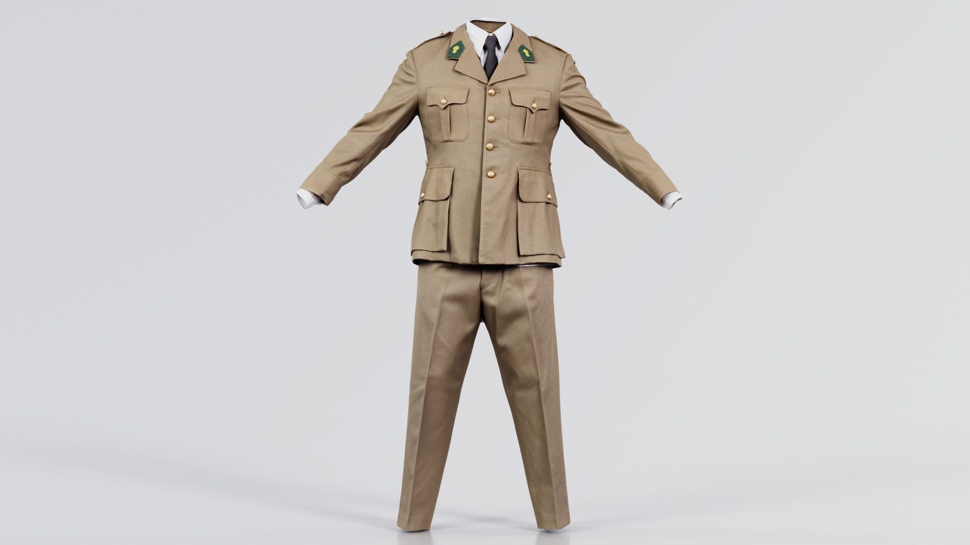 Army Uniform Low-poly 3D model_2