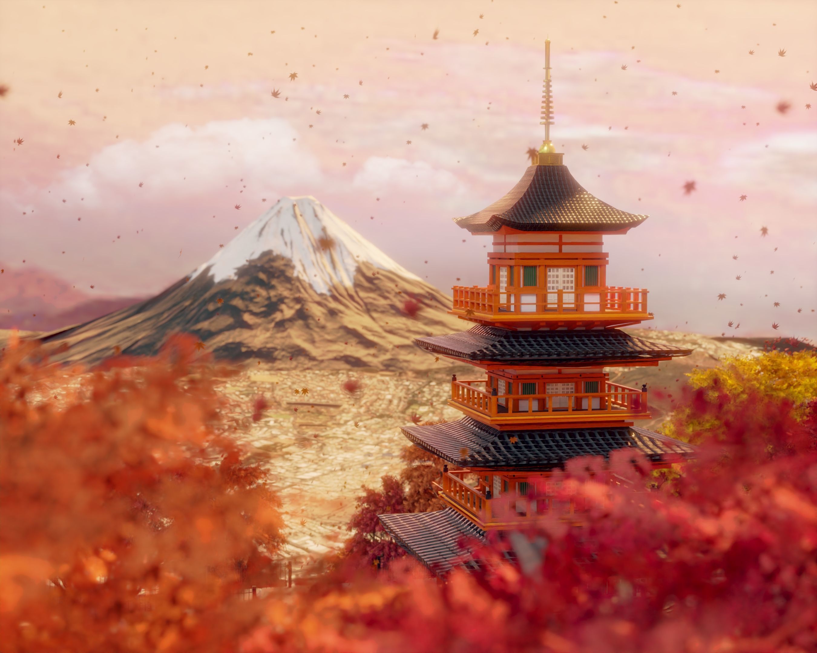 Arakurayama Sengen Park Autumn Version 3D model_2
