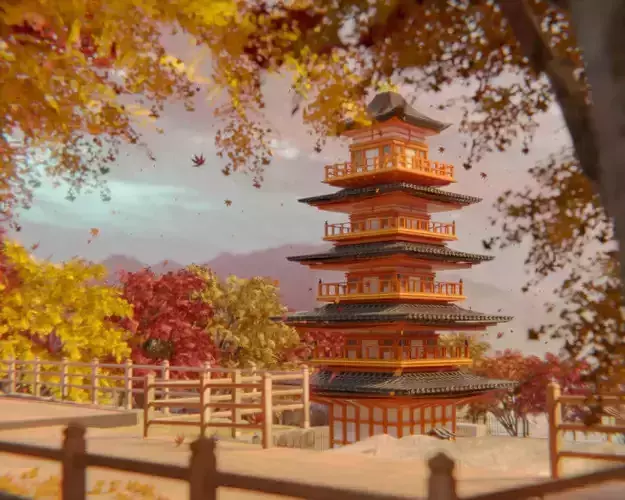 Arakurayama Sengen Park Autumn Version 3D model Arakurayama Sengen Park Autumn Version 3D model