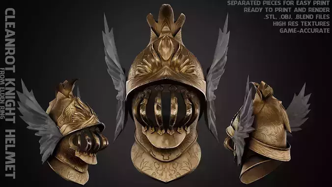 Elden Ring Cleanrot Knight Helmet for Cosplay 3D print model