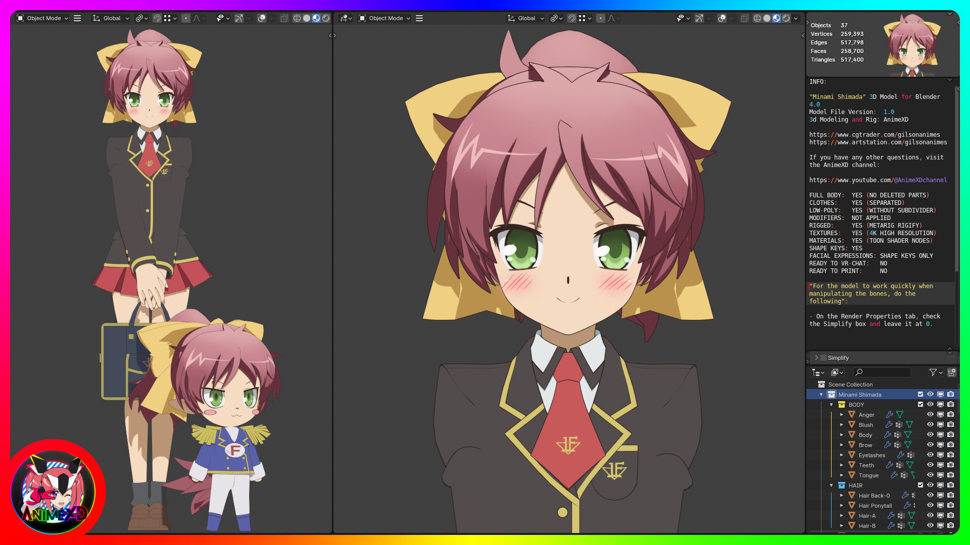 Minami Shimada - Baka and Test - 3D Model Blender 3D model_3