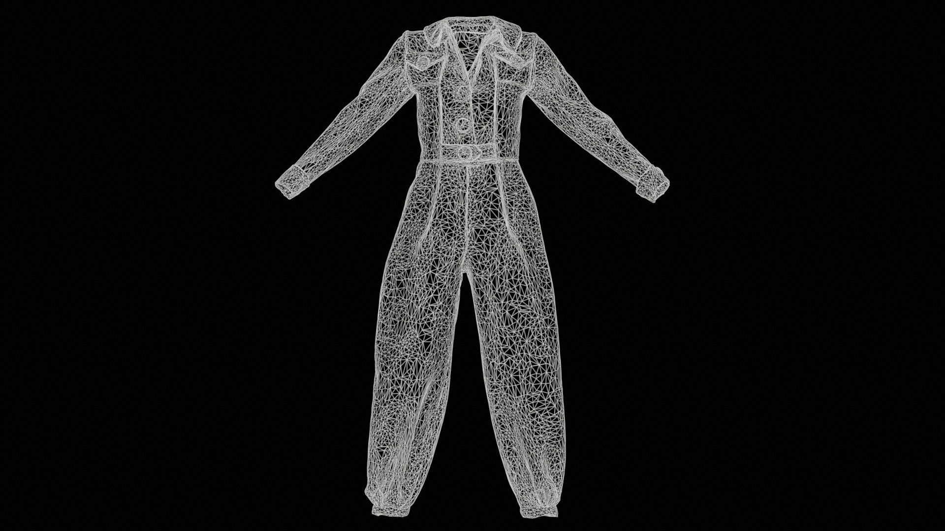 Pilot Bodysuit Open Low-poly 3D model_11