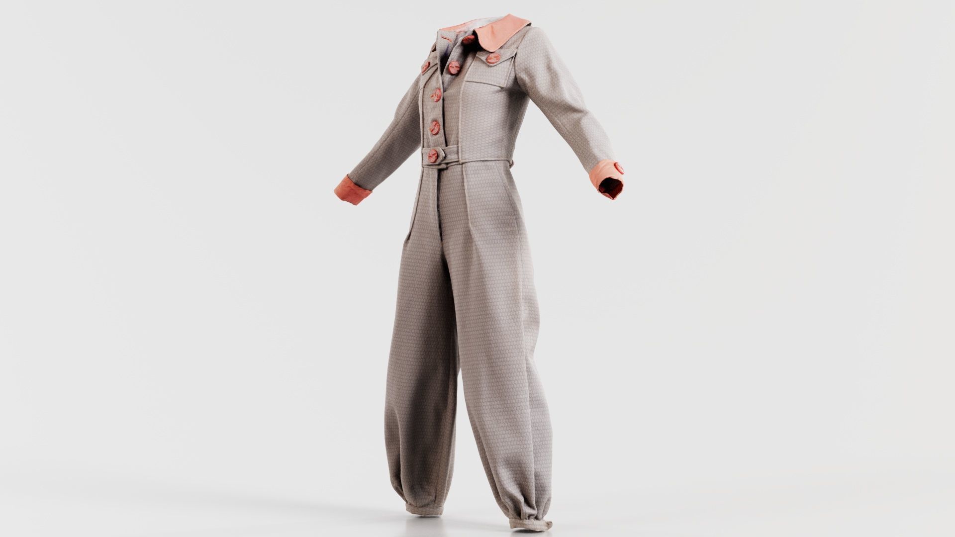 Pilot Bodysuit Open Low-poly 3D model_4