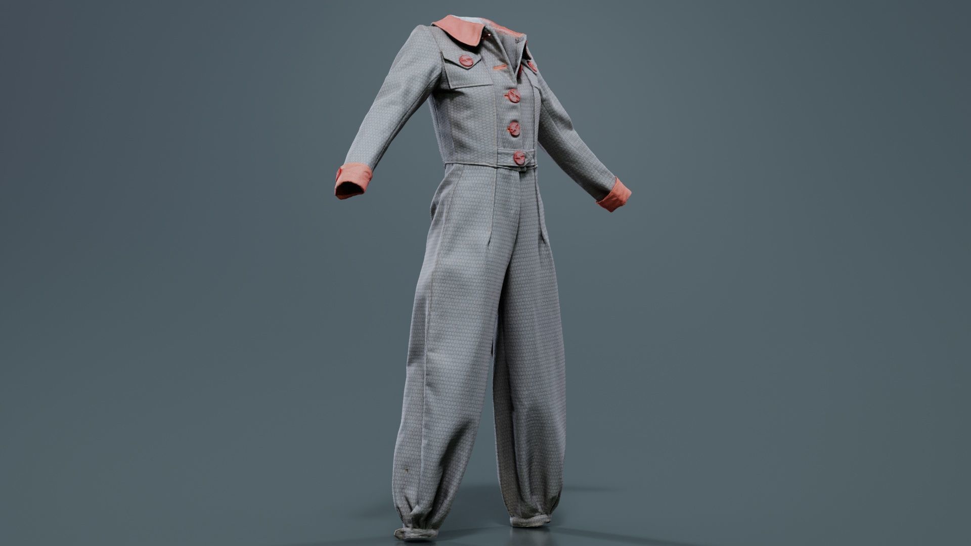 Pilot Bodysuit Open Low-poly 3D model_8