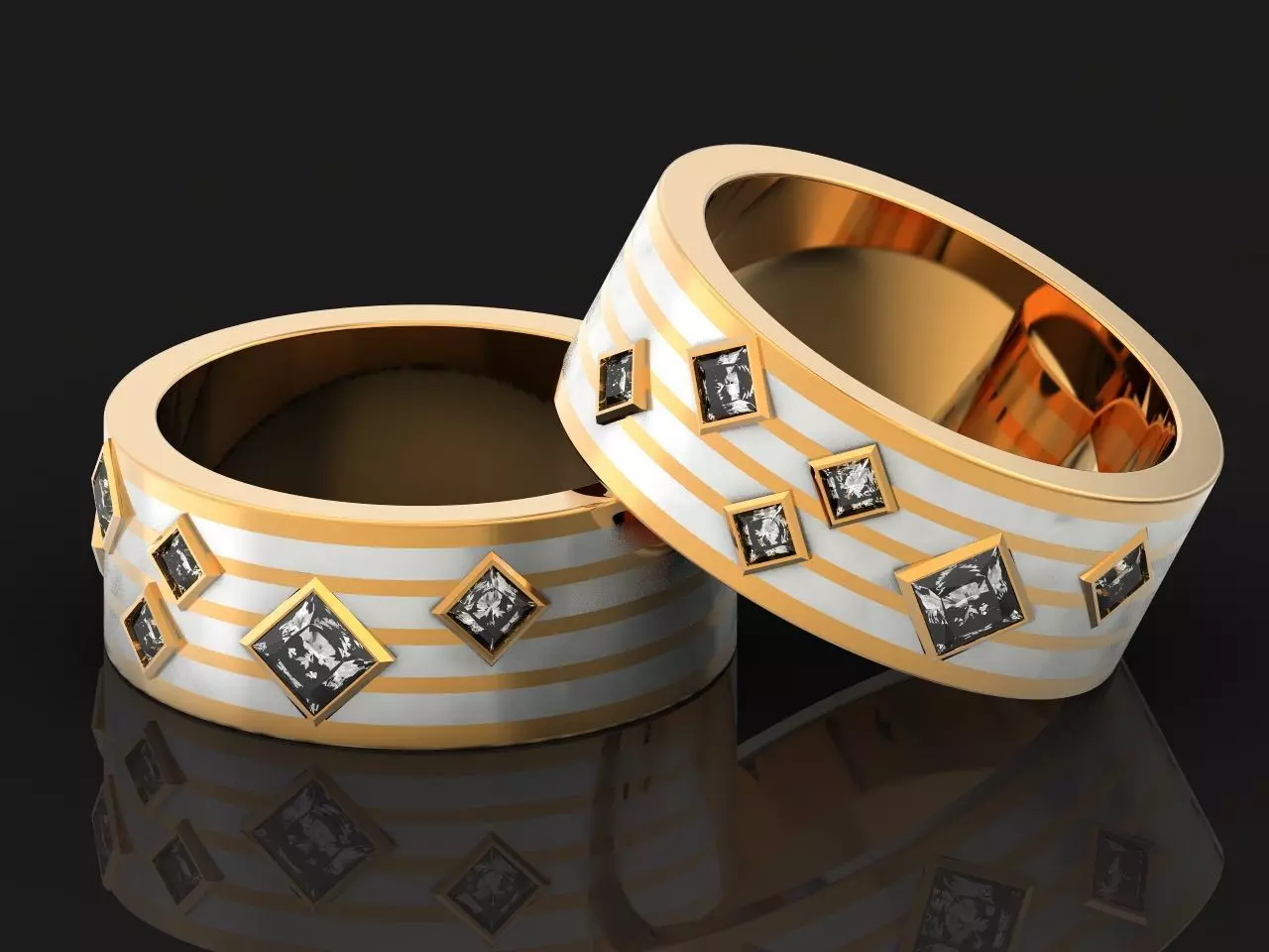 combination wedding ring man with enamel 1464 3D print model