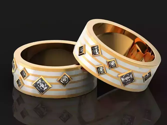 combination wedding ring  man with enamel 1464