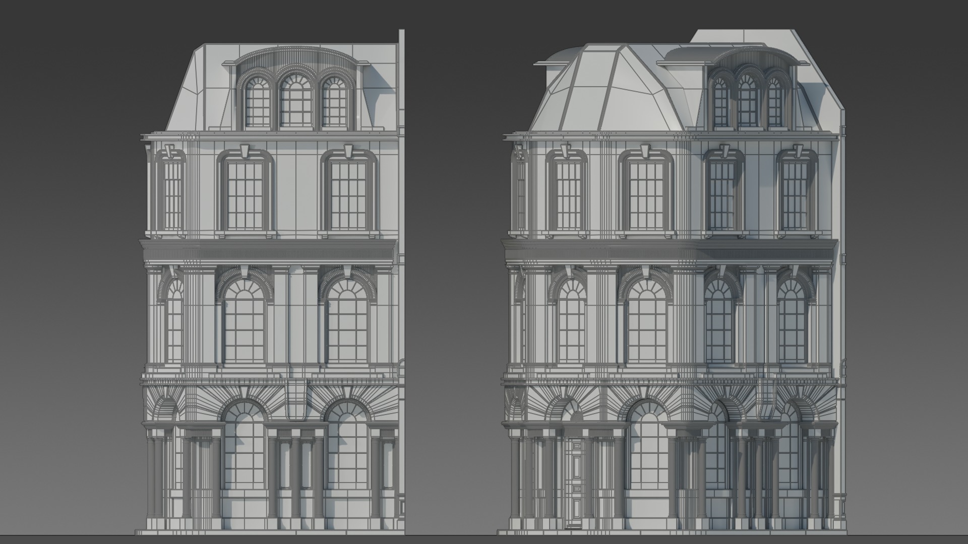 European Apartment Building Modular Set 3D model_13