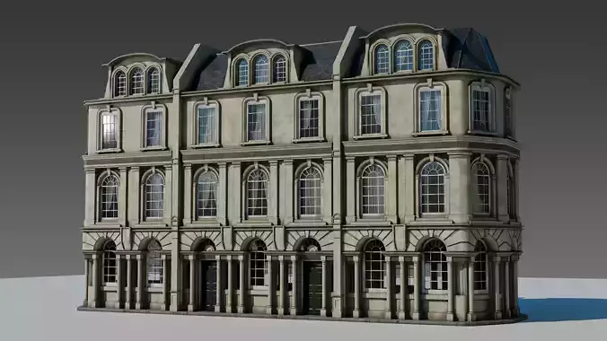 European Apartment Building Modular Set 3D model