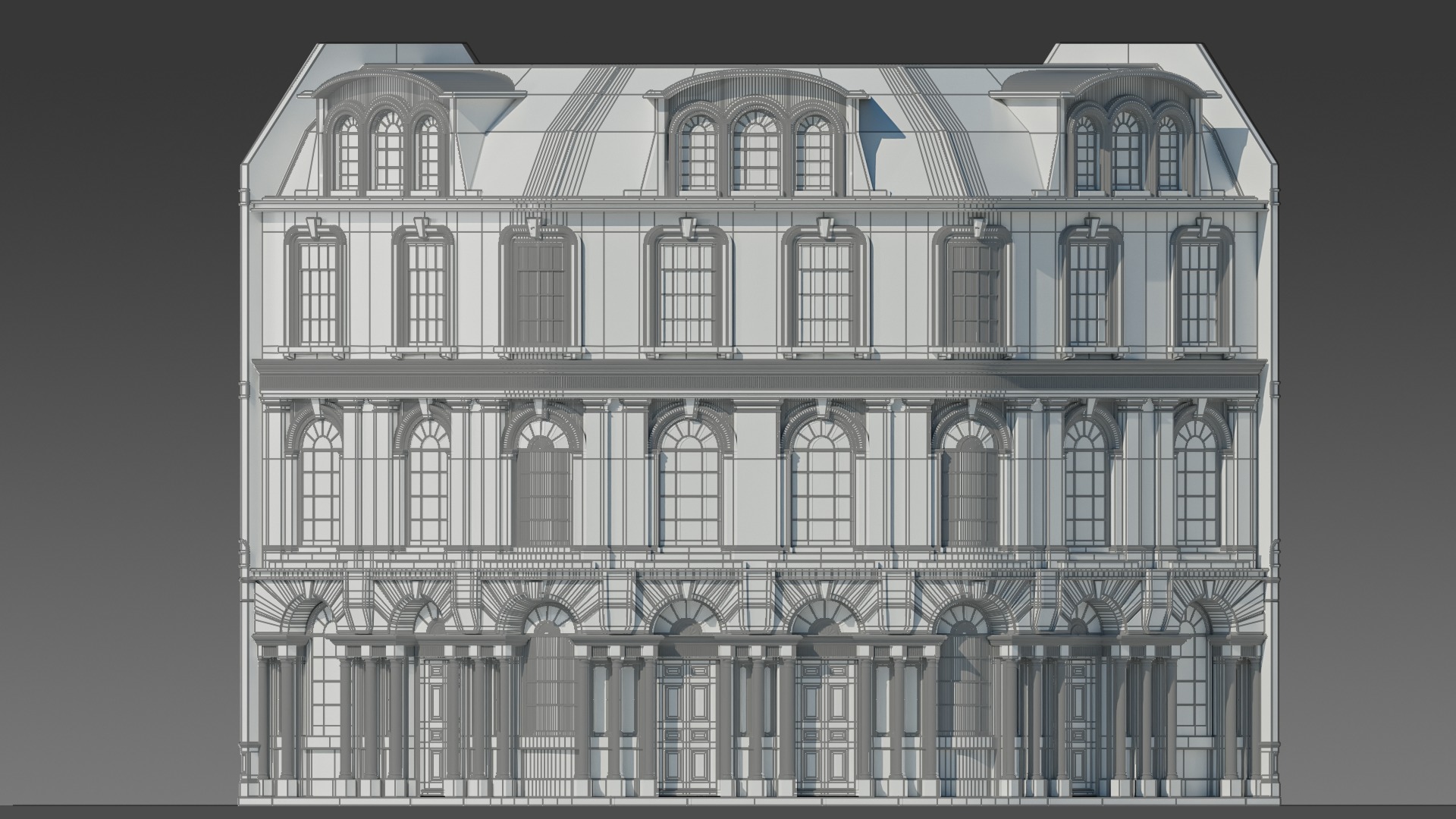 European Apartment Building Modular Set 3D model_8