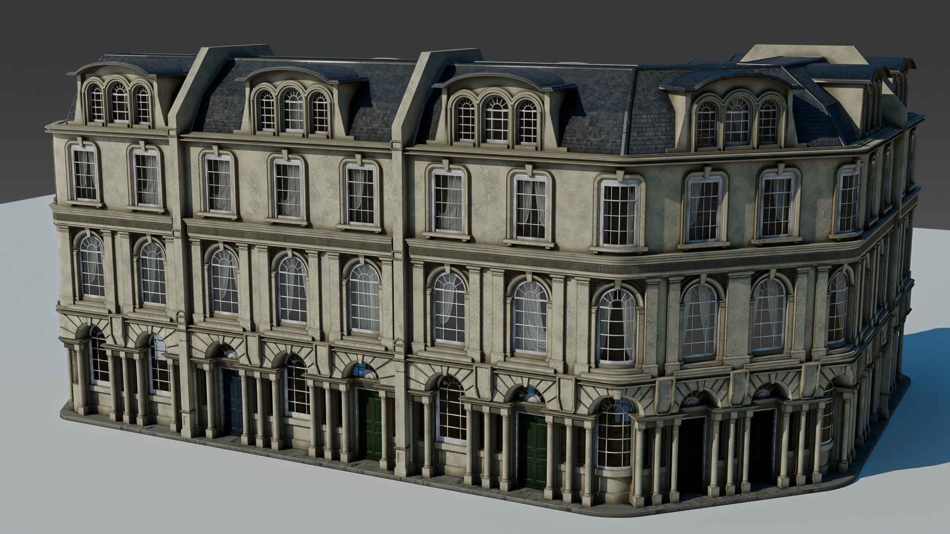 European Apartment Building Modular Set 3D model_15