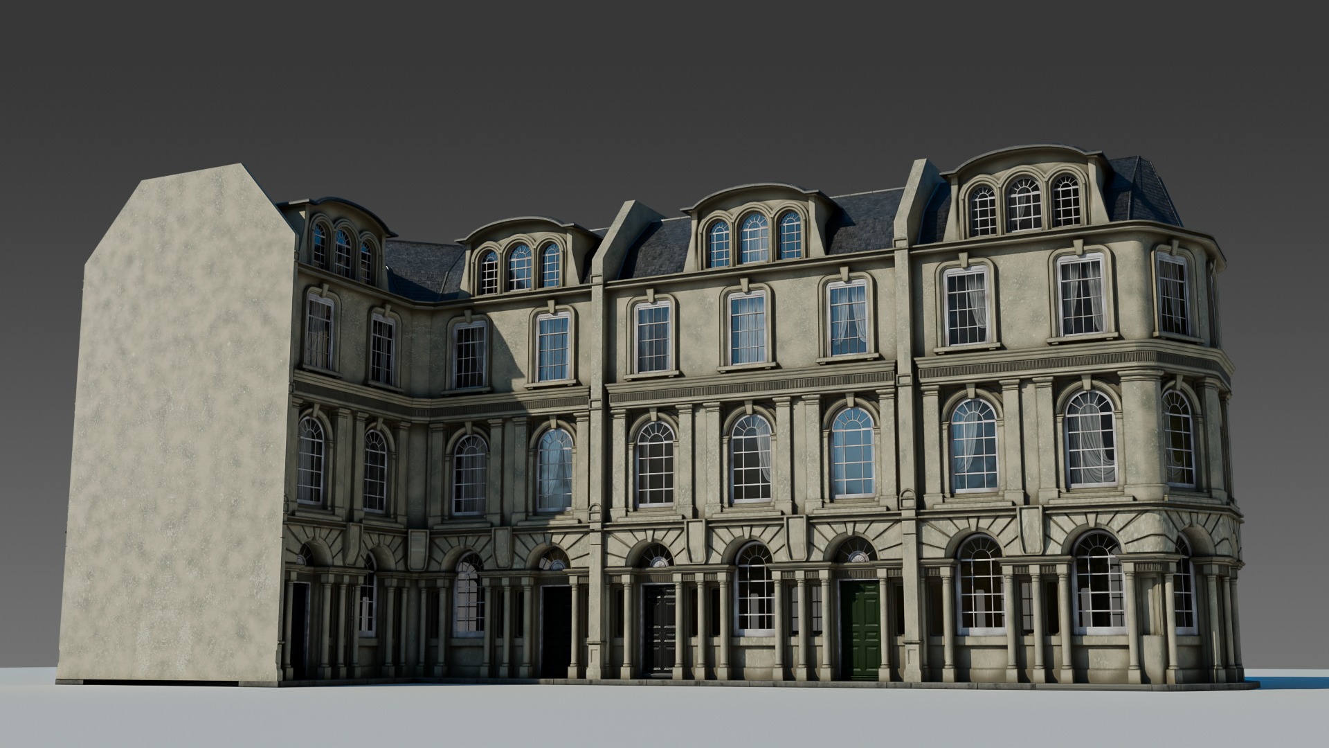 European Apartment Building Modular Set 3D model_17