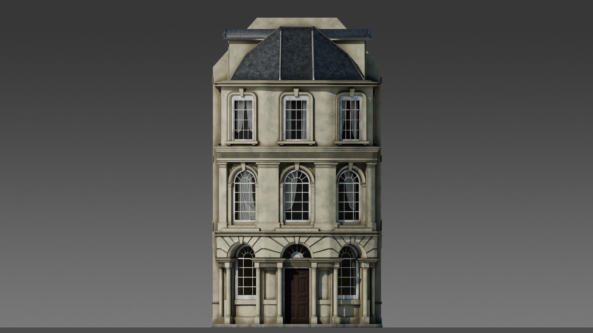 European Apartment Building Modular Set 3D model_10