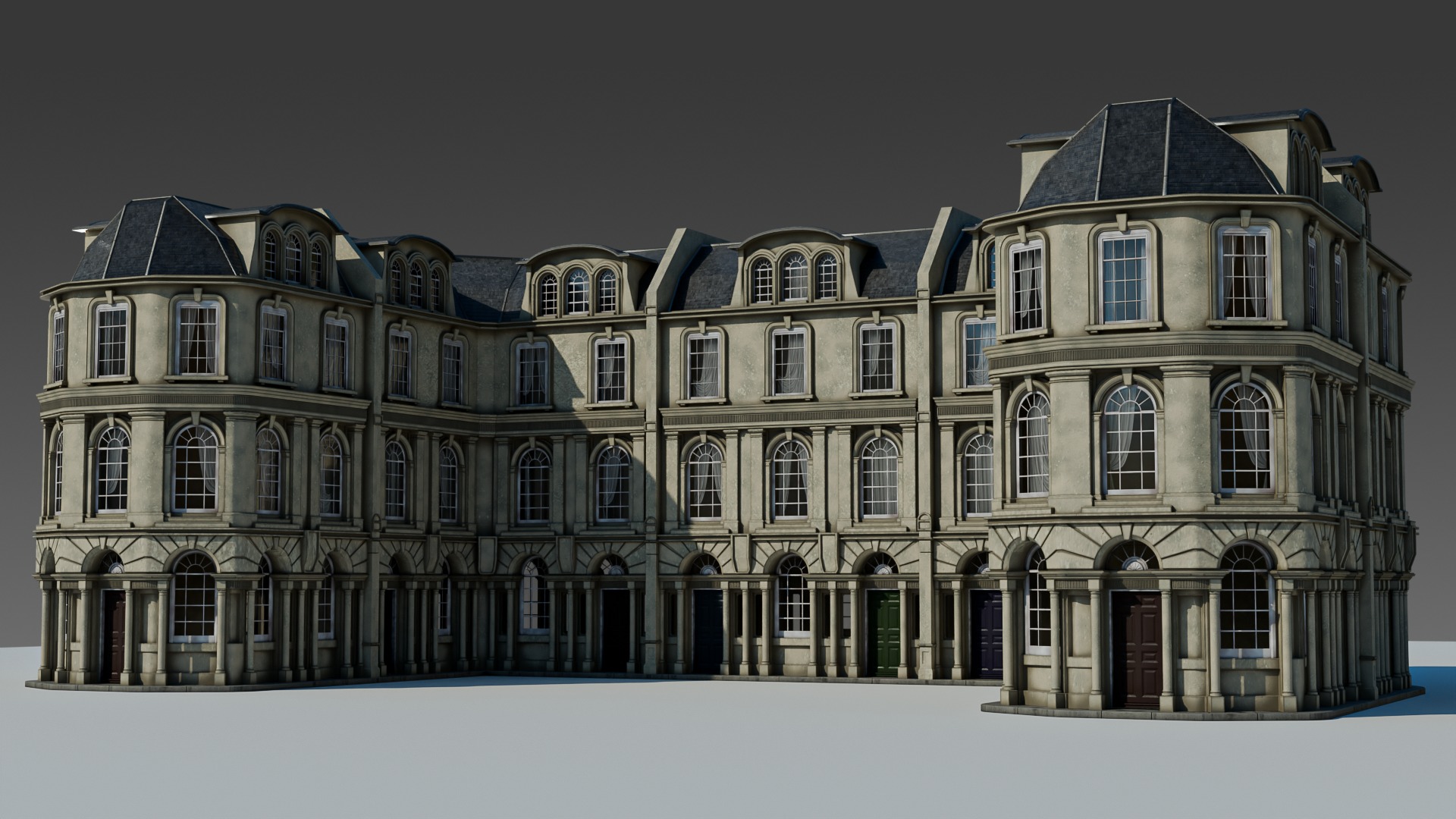 European Apartment Building Modular Set 3D model_18