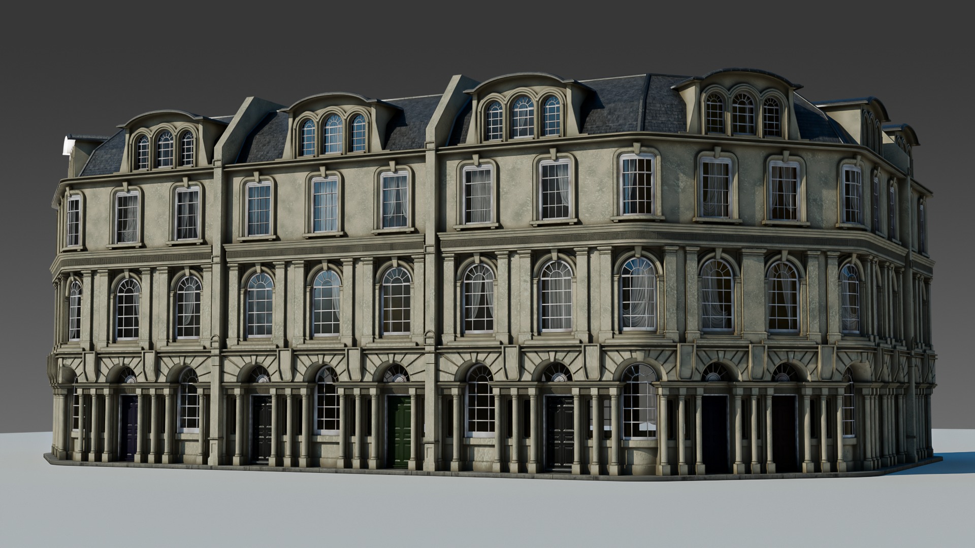 European Apartment Building Modular Set 3D model_19