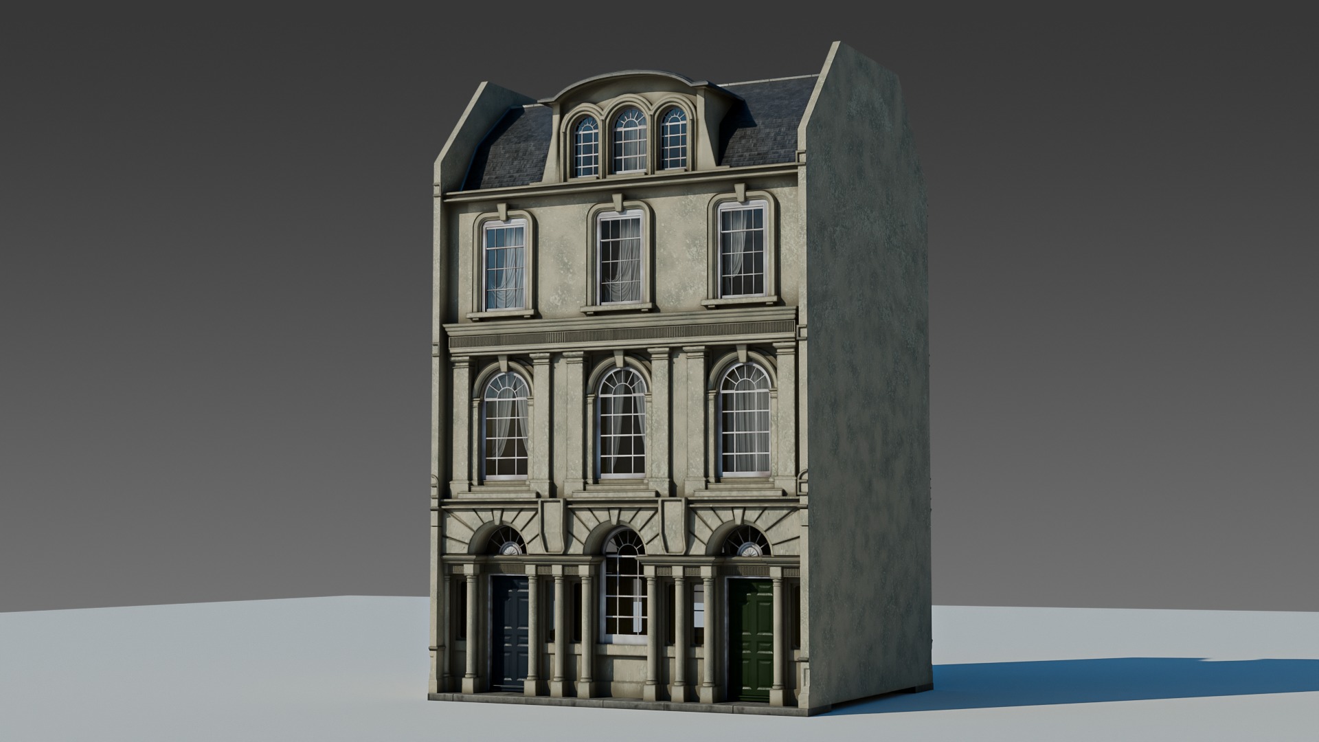 European Apartment Building Modular Set 3D model_1