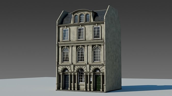 European Apartment Building Modular Set 3D model 2