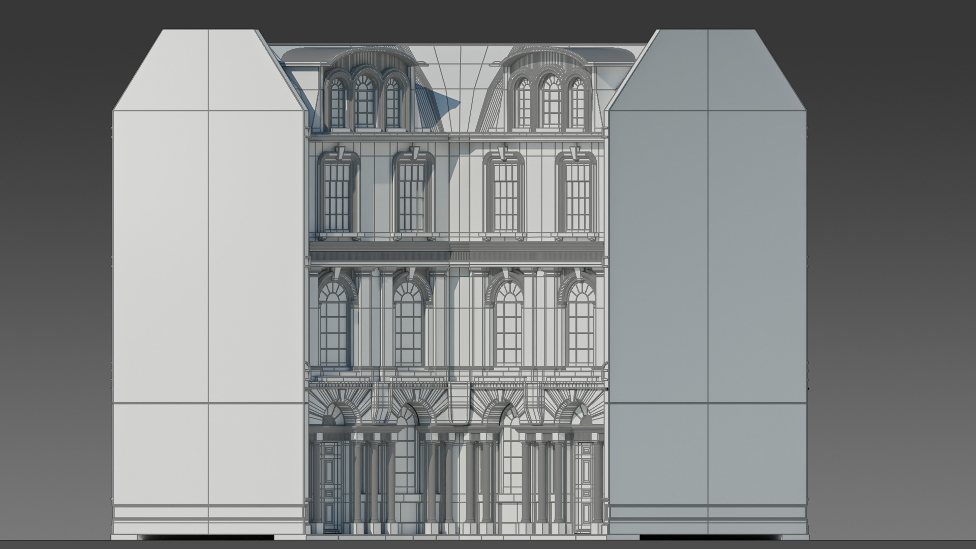 European Apartment Building Modular Set 3D model_6