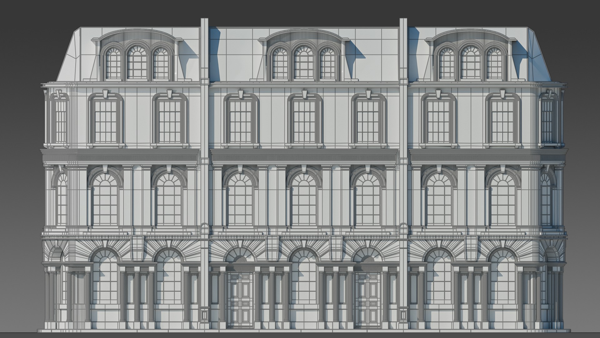 European Apartment Building Modular Set 3D model_14