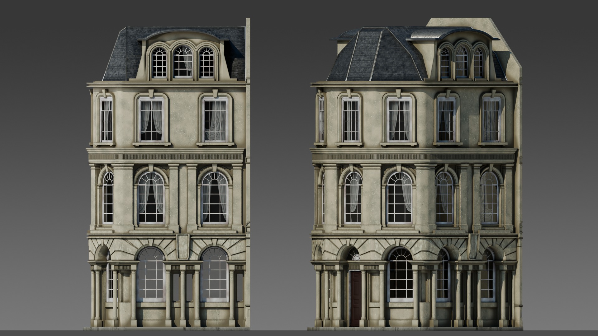 European Apartment Building Modular Set 3D model_12