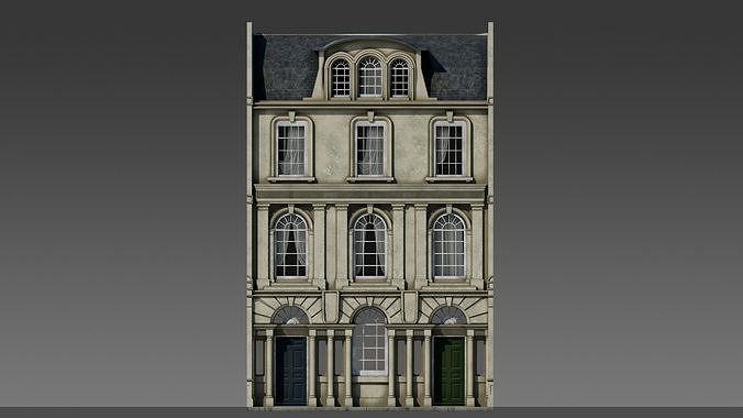 European Apartment Building Modular Set 3D model 3